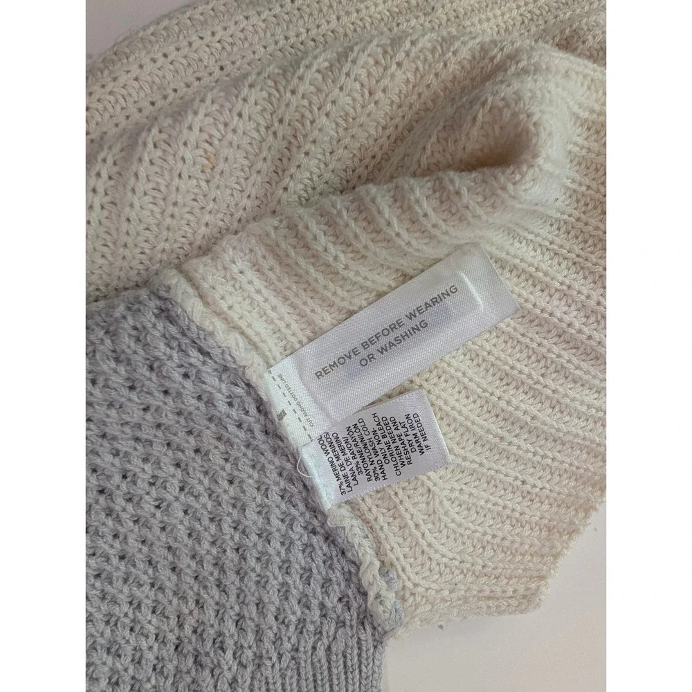 Loft Ann Taylor Cream‎ Gray Textured Pullover Sweater Women's Size XS